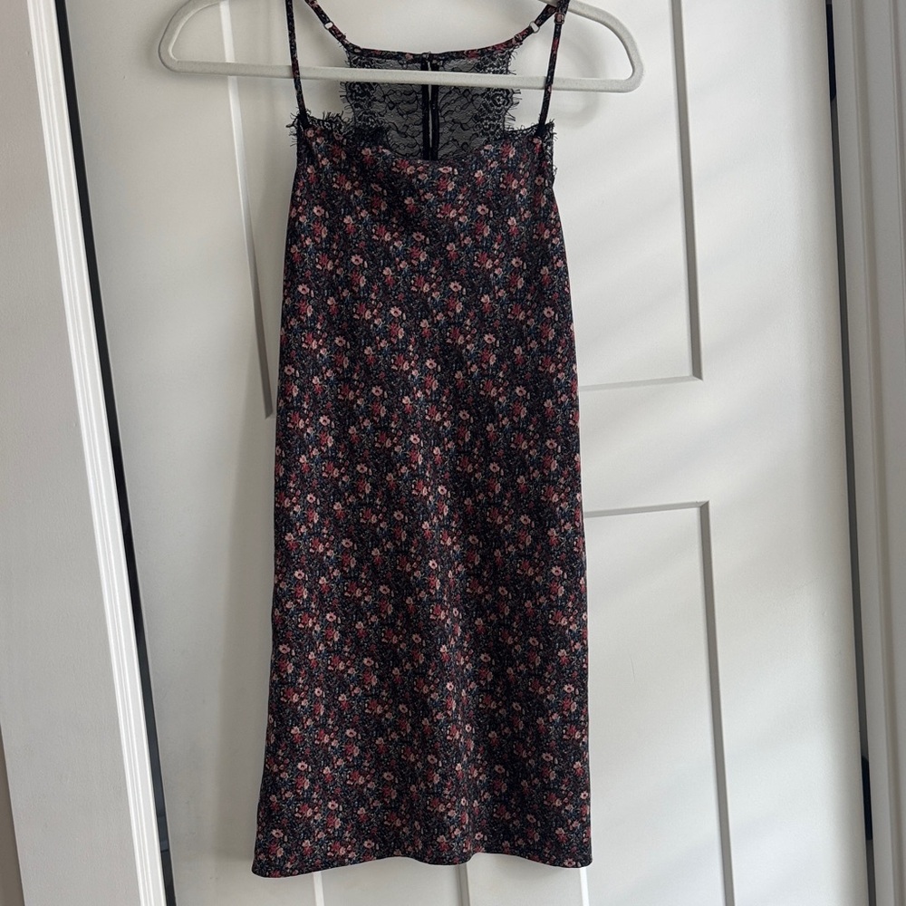 Hollister Black and Red Floral Mini Dress